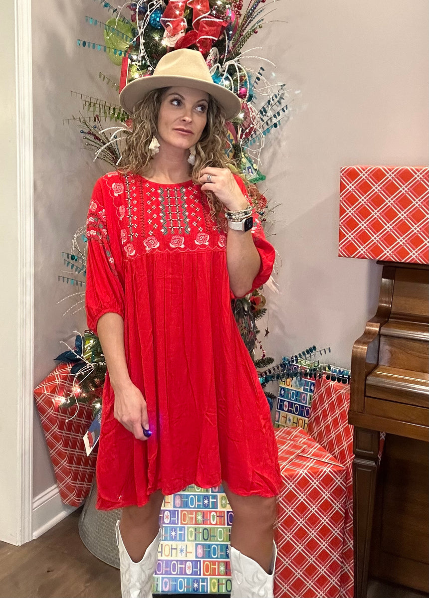 Red best sale boho dress