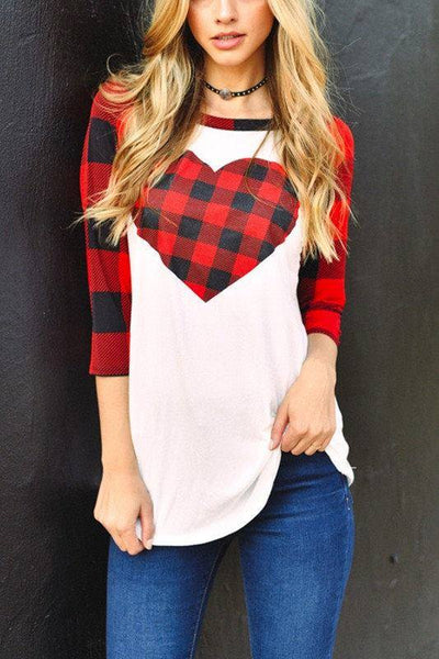 Buffalo Plaid Heart Top