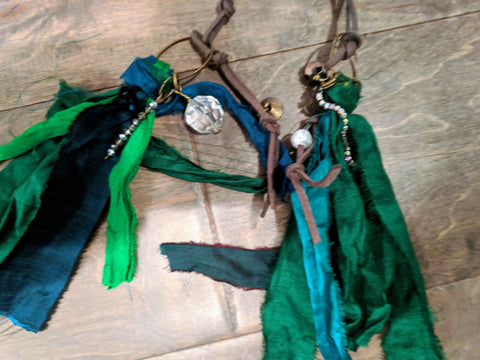 Handmade Green Boho Recycled Sari Silk Necklace