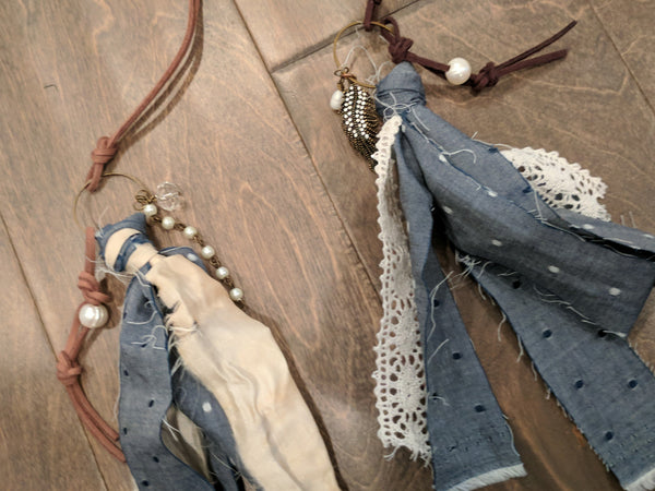 Handmade Chambray Boho Recycled Sari Silk Necklace