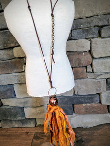 Handmade Bronze and Mustard Boho Recycled Sari Silk Necklace