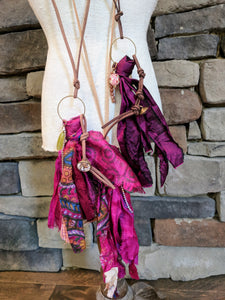 Handmade Plum Fuchsia Boho Recycled Sari Silk Necklace