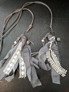 Handmade Gray Boho Recycled Sari Silk Necklace