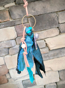 Handmade Turquoise Boho Recycled Sari Silk Necklace
