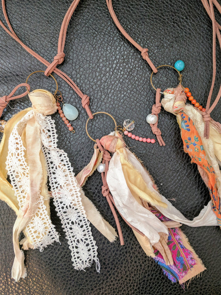Handmade Natural Boho Recycled Sari Silk Necklace