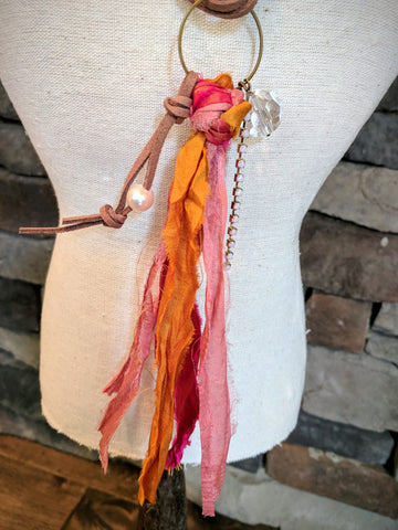Handmade Sherbet Boho Recycled Sari Silk Necklace