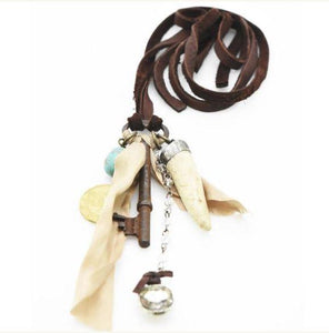 Leather Key Collage Necklace