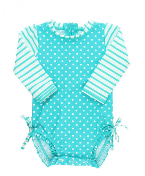 Pink Polka Dot One Piece Rash Guard