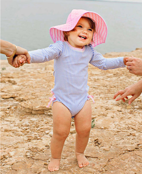 Pink Seersucker Swim Hat