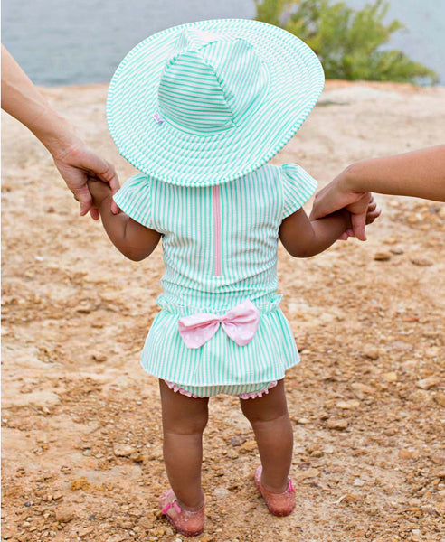 Pink Seersucker Swim Hat