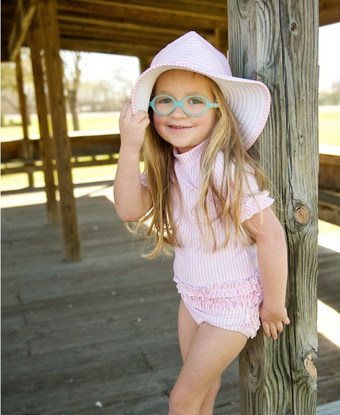 Lilac Seersucker Swim Hat