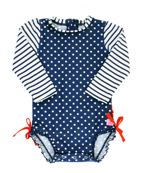 Pink Polka Dot One Piece Rash Guard