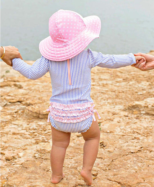 Pink Polka Dot One Piece Rash Guard