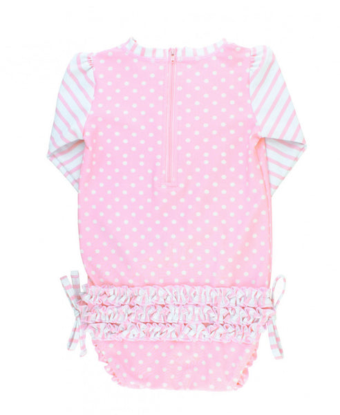 Pink Polka Dot One Piece Rash Guard