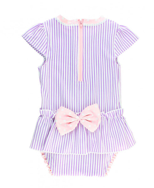 Lilac Seersucker Peplum One Piece Swimsuit